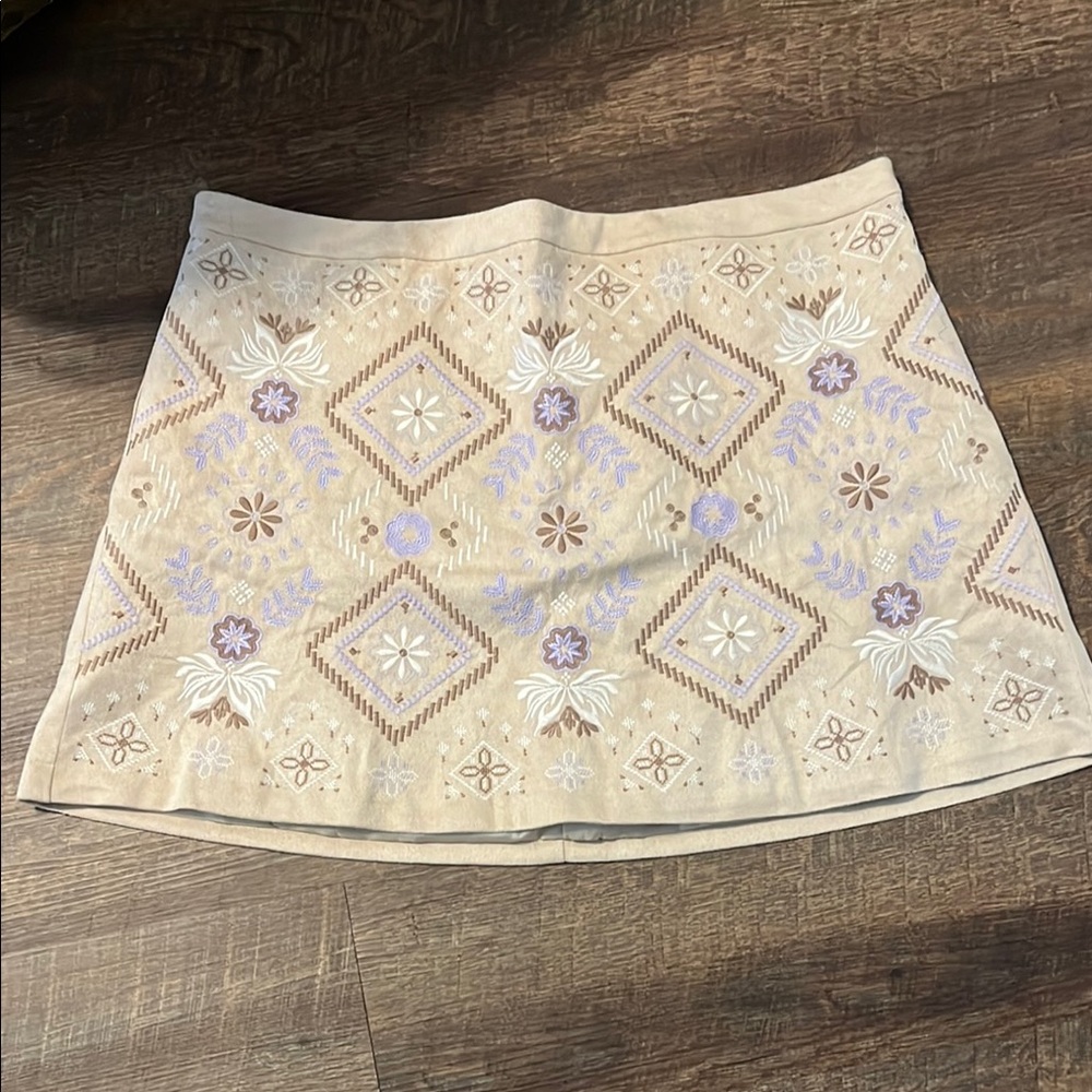 Savanna Jane Beige and Lavender Embroidered Skirt